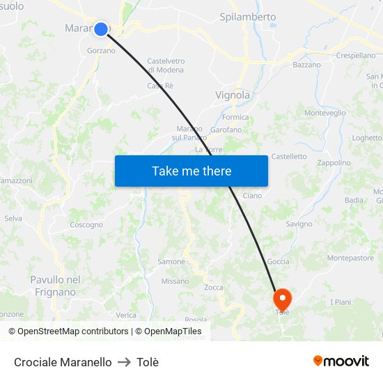 Crociale Maranello to Tolè map