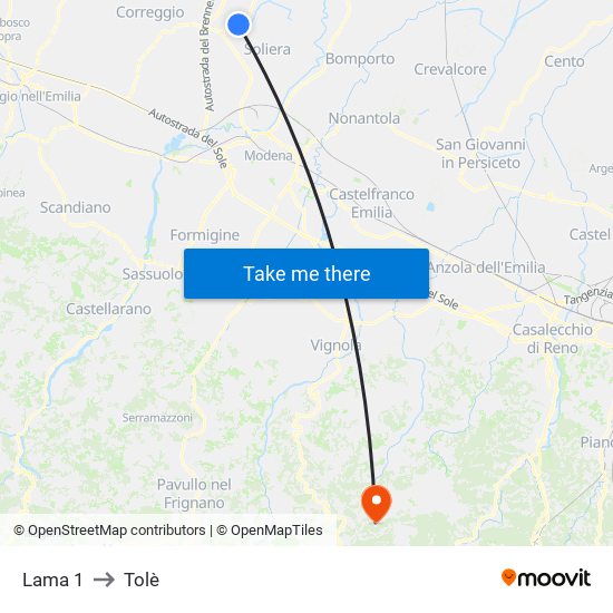 Lama 1 to Tolè map