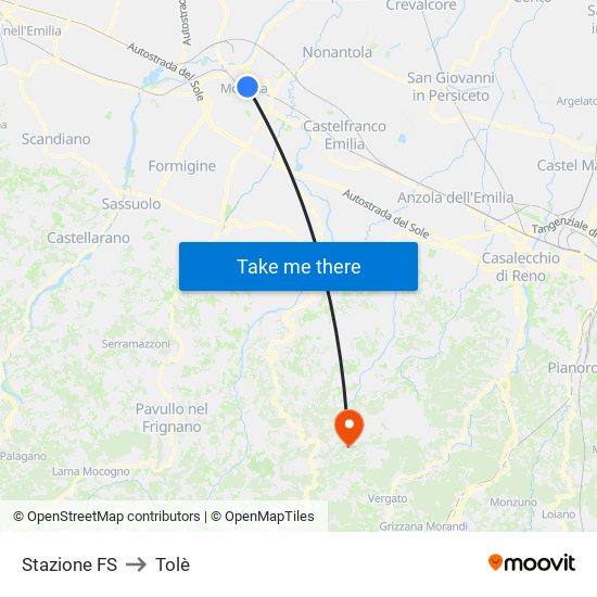 Stazione FS to Tolè map