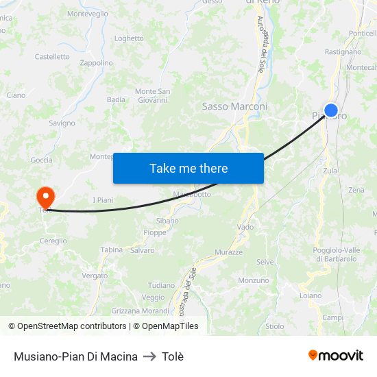 Musiano-Pian Di Macina to Tolè map