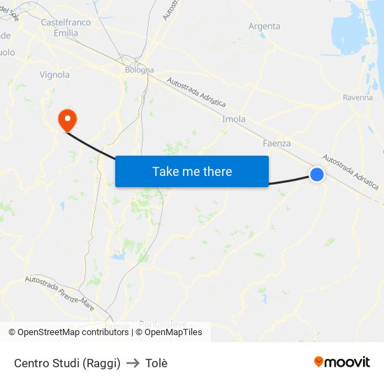 Centro Studi (Raggi) to Tolè map