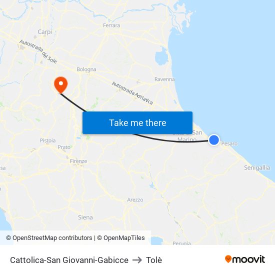 Cattolica-San Giovanni-Gabicce to Tolè map