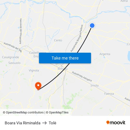 Boara Via Riminalda to Tolè map