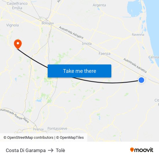 Costa Di Garampa to Tolè map
