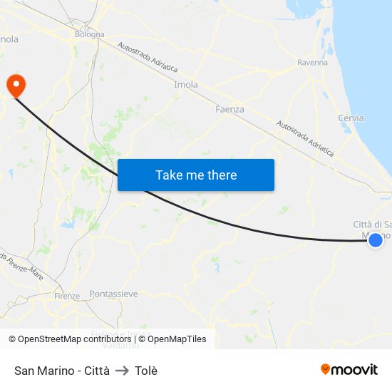 San Marino - Città to Tolè map