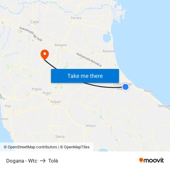 Dogana - Wtc to Tolè map