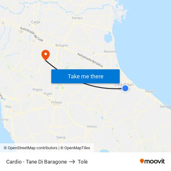 Cardio - Tane Di Baragone to Tolè map
