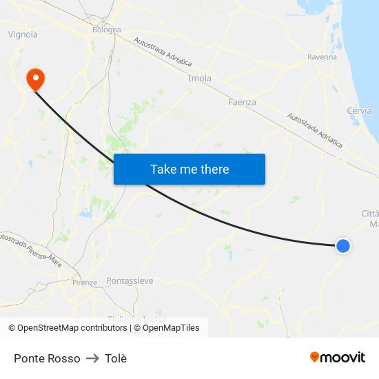 Ponte Rosso to Tolè map