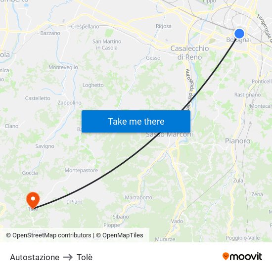 Autostazione to Tolè map