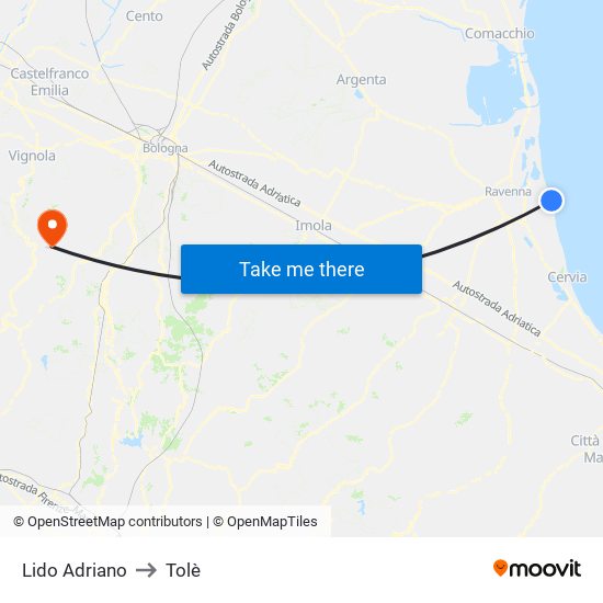 Lido Adriano to Tolè map
