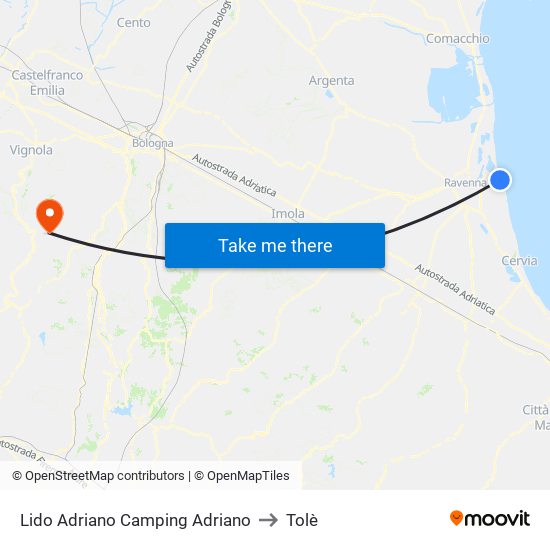 Lido Adriano Camping Adriano to Tolè map