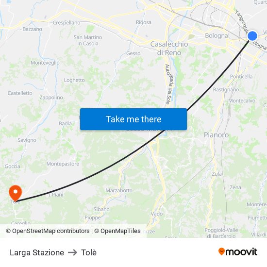 Larga Stazione to Tolè map