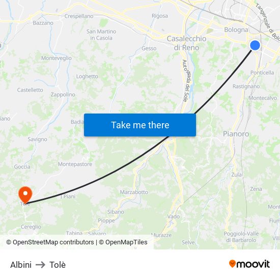 Albini to Tolè map