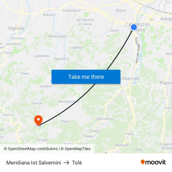 Meridiana Ist.Salvemini to Tolè map