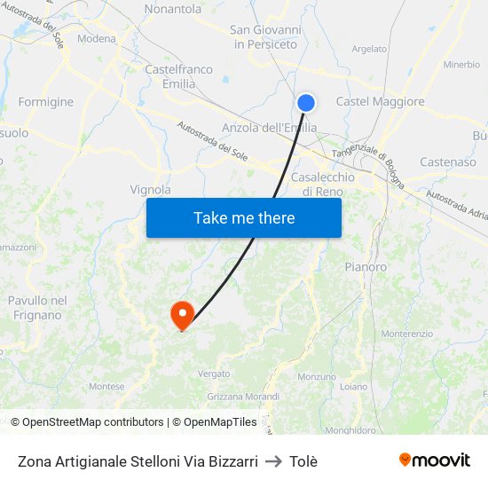 Zona Artigianale Stelloni Via Bizzarri to Tolè map