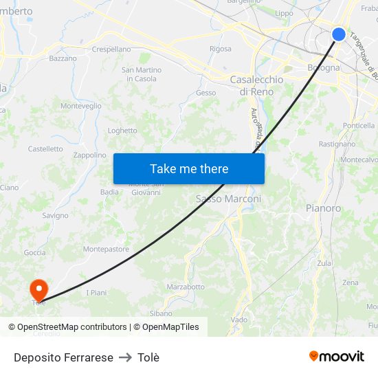 Deposito Ferrarese to Tolè map