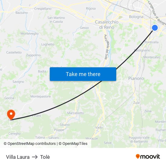 Villa Laura to Tolè map