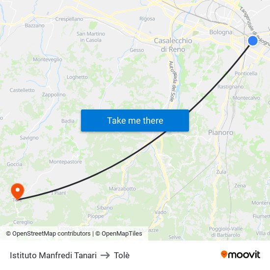 Istituto Manfredi Tanari to Tolè map