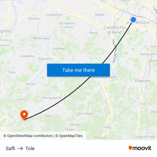 Saffi to Tolè map