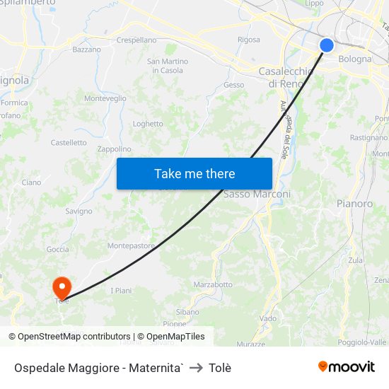 Ospedale Maggiore - Maternita` to Tolè map