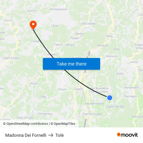 Madonna Dei Fornelli to Tolè map