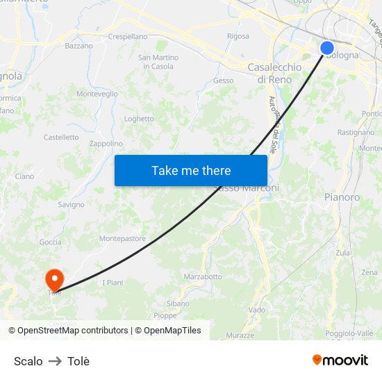 Scalo to Tolè map