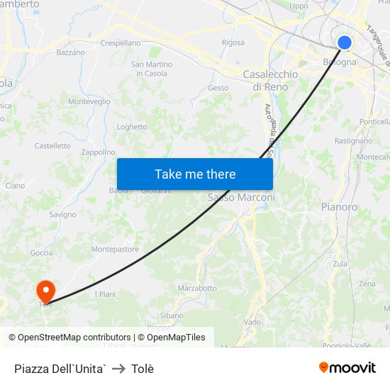 Piazza Dell`Unita` to Tolè map