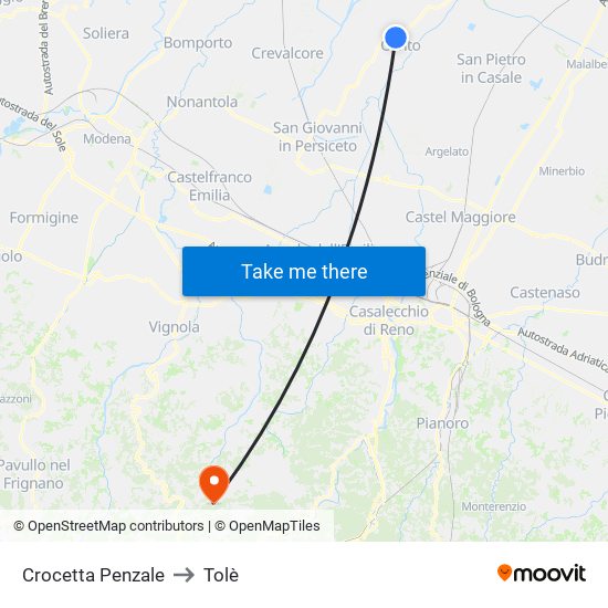 Crocetta Penzale to Tolè map