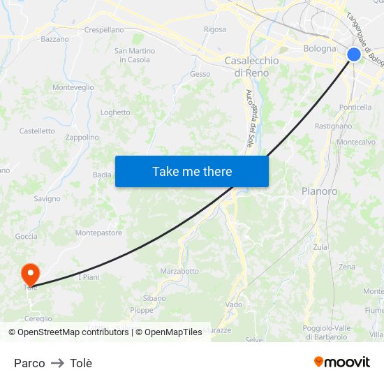 Parco to Tolè map