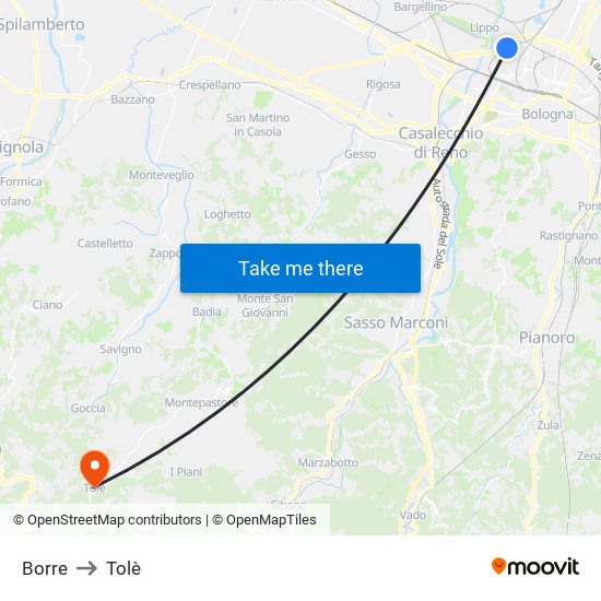 Borre to Tolè map