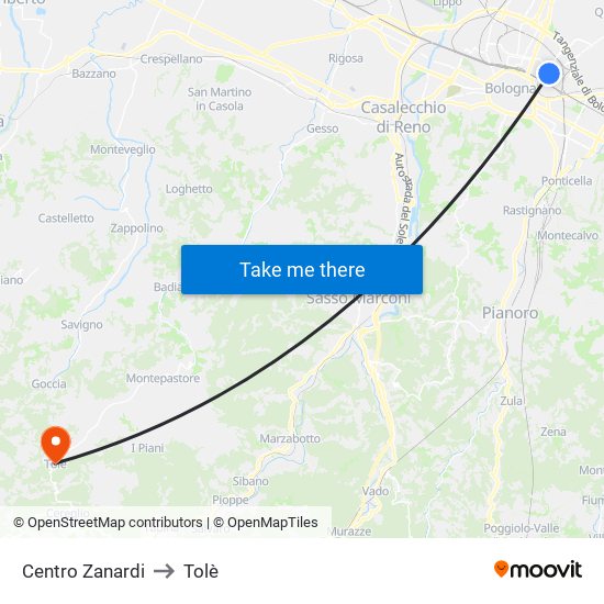 Centro Zanardi to Tolè map