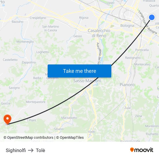 Sighinolfi to Tolè map