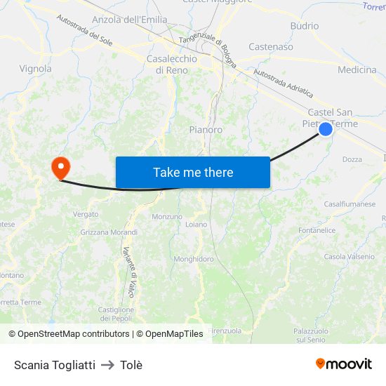 Scania Togliatti to Tolè map