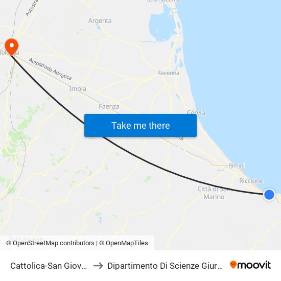 Cattolica-San Giovanni-Gabicce to Dipartimento Di Scienze Giurdiche Antonio Cicu map