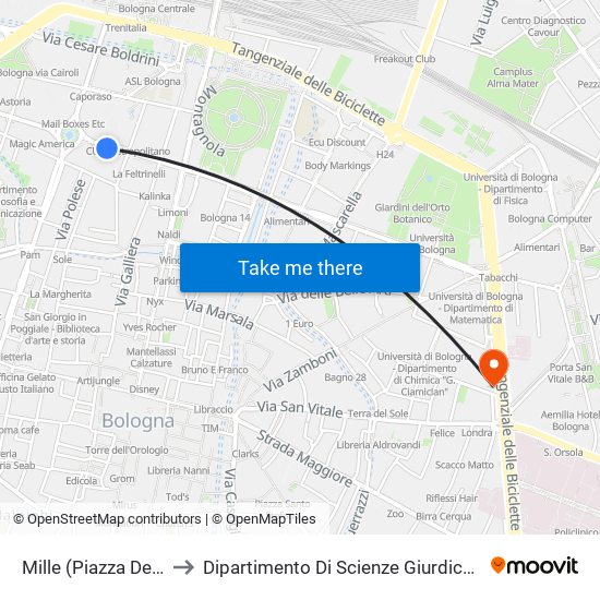 Mille (Piazza Dei Martiri) to Dipartimento Di Scienze Giurdiche Antonio Cicu map