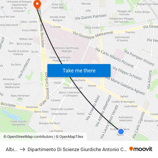 Albini to Dipartimento Di Scienze Giurdiche Antonio Cicu map