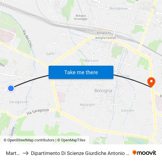 Martini to Dipartimento Di Scienze Giurdiche Antonio Cicu map