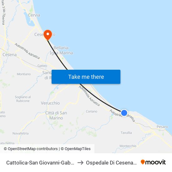 Cattolica-San Giovanni-Gabicce to Ospedale Di Cesenatico map