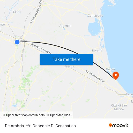 De Ambris to Ospedale Di Cesenatico map