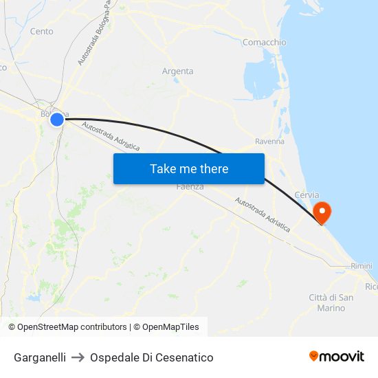 Garganelli to Ospedale Di Cesenatico map
