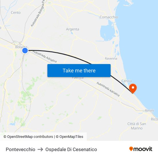 Pontevecchio to Ospedale Di Cesenatico map