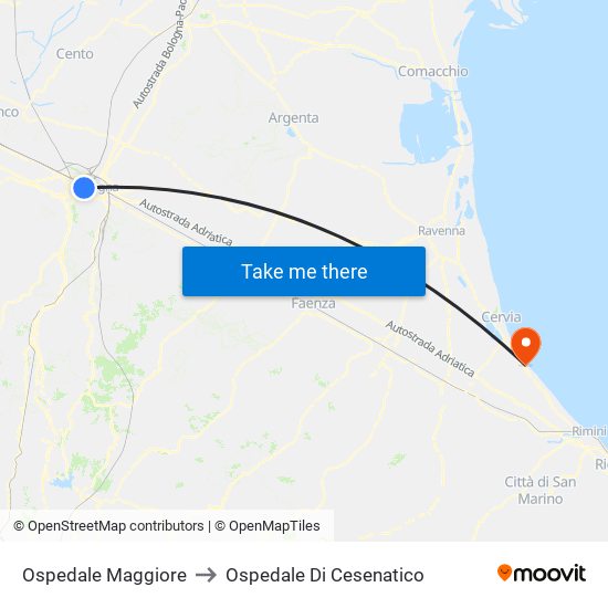 Ospedale Maggiore to Ospedale Di Cesenatico map