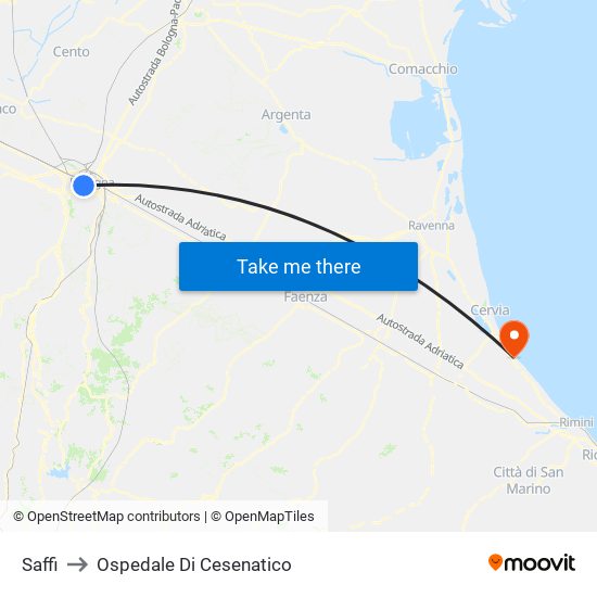 Saffi to Ospedale Di Cesenatico map