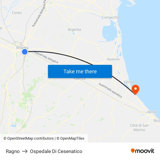 Ragno to Ospedale Di Cesenatico map