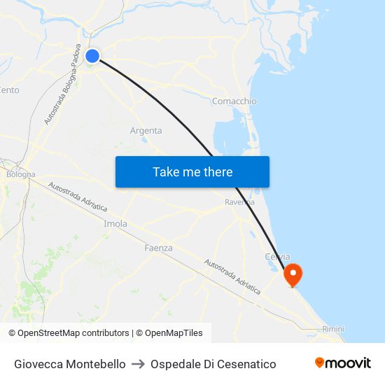 Giovecca Montebello to Ospedale Di Cesenatico map