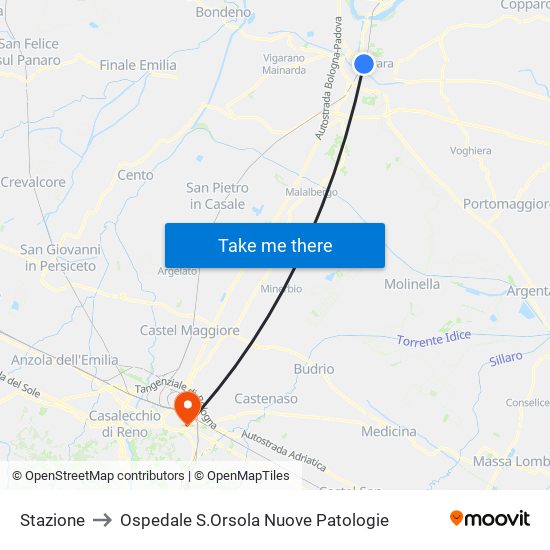 Stazione to Ospedale S.Orsola Nuove Patologie map