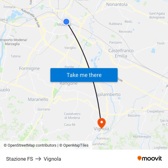 Stazione FS to Vignola map