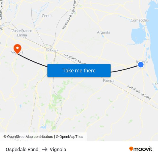 Ospedale Randi to Vignola map