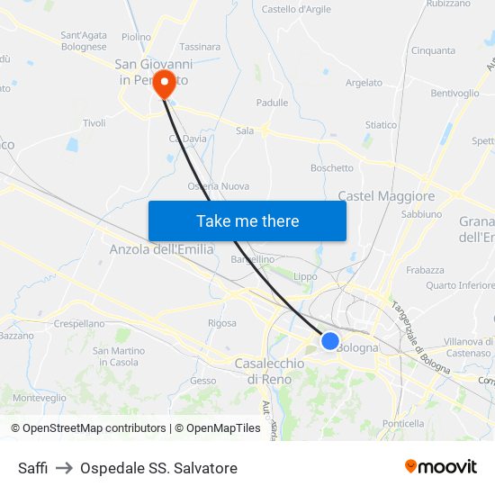 Saffi to Ospedale SS. Salvatore map