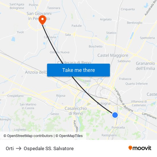 Orti to Ospedale SS. Salvatore map